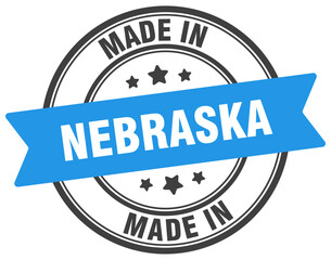 Made in Nebraska round sign. Made in Nebraska stamp.