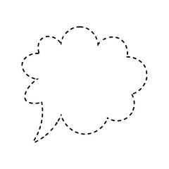 Simple dashed outline speech bubble in cloud style, black linear element isolated for chat, dialogue, message, or note.