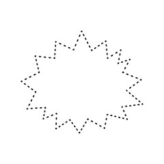 Simple starburst dashed outline speech bubble frame in black, comic style element for message, chat, or design decoration.
