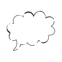 Minimalist dashed outline cloud speech bubble icon in black line style, isolated on white background for design use.