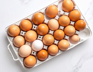 Close-up of a cracked egg, highlighting its vibrant yolk and versatile nature ideal for breakfast, cooking ingredients, or nutrition concepts. Egg in white background, sliced egg