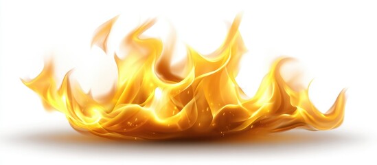 Golden flames burst against white