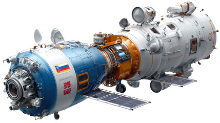 Spacecraft in Orbit: A detailed and photorealistic image of a sophisticated spacecraft. This high-tech vessel embodies human exploration.