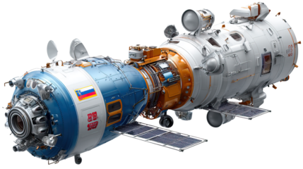 Spacecraft in Orbit: A detailed and photorealistic image of a sophisticated spacecraft. This high-tech vessel embodies human exploration.