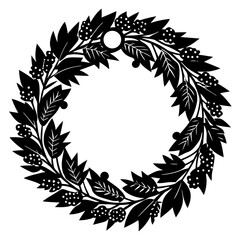  Holiday wreath vector design silhouette vector illustration