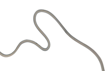 curvy road and winding path and small car driving, on white background isolated,