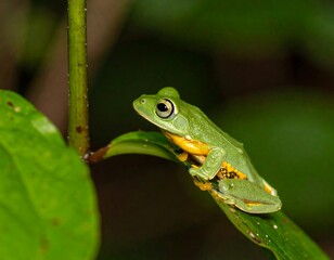 Small green frog on leaf