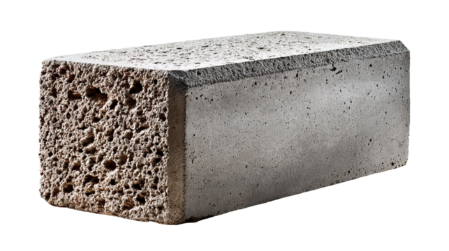 Concrete Block's Texture and Shape: A starkly realistic depiction of a concrete block, showcasing the unique texture and sturdy build of construction materials