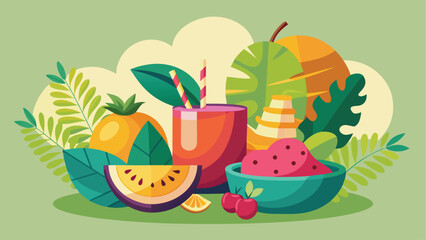 A sweet vector cartoon design of colorful easter eggs and fresh spring flowers