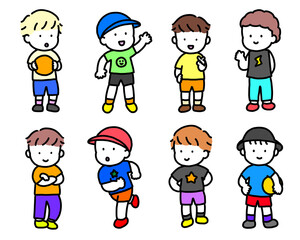 元気な男の子　全身イラストセット