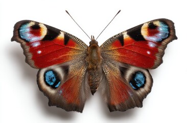 Close-up of a colorful butterfly with intricate wing patterns and vibrant hues resting on a