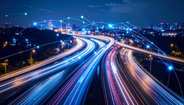 Cityscape highway network night view - Powered by Adobe