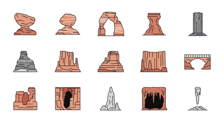 Collection of Colorful Desert Landforms and Arches