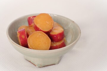 simmered sweet potato with lemon, Japanese food 