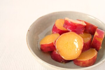 simmered sweet potato with lemon, Japanese food 