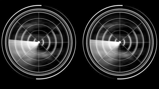 The concept Radar loop animation, Radar point to detect enemy position. White color security concept animation Rader searching.