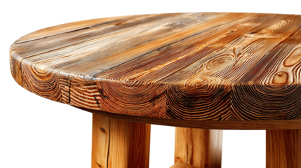 Rustic Wooden Table: A close-up view showcases the natural beauty of a weathered wooden table, revealing the intricate details of its grain and texture.