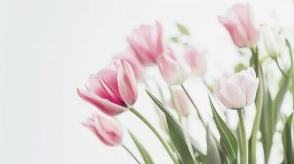 Fototapeta premium White Background Flower Photography in Fresh and Natural Style: Capturing the Purity of Blooms with Soft Light, Vibrant Petals, and Unfussy Composition – Ideal for Botanical Prints, Home Decor, and Li