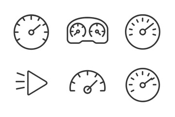 Fototapeta premium Set of speedometer and gauge icons in minimalist style for interface design