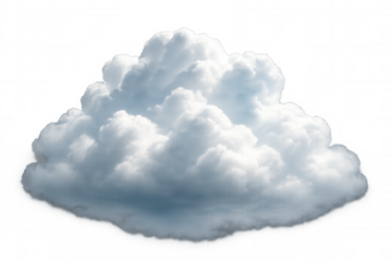 Realistic white cumulus cloud floating on a transparent background, ideal for photo editing and compositing