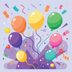 Dynamic abstract explosion of colorful shapes and lines creating a celebratory and energetic visual effect