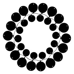 Spiral of balloons forming a circle silhouette vector illustration