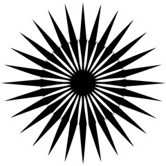 Radiant sunburst pattern silhouette vector illustration