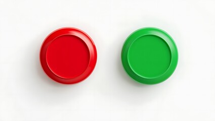 Red and Green Buttons on White Background &ndash; Decision and Choice Concept