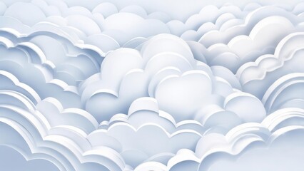 A Serene Dreamscape of Layered, Sculpted Papercraft Clouds