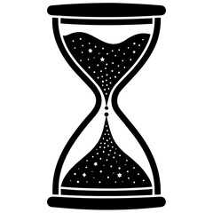 Hourglass with golden glitter inside silhouette vector illustration