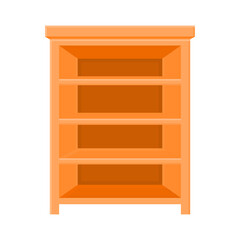 Simple Furniture Empty Wooden Shelf with Four Levels Vector. Perfect for Home Interiors and Decorations.