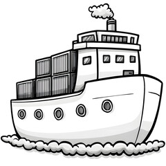 Fototapeta premium Cargo Ship Coloring Page
