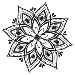 Black and white vintage floral seamless pattern with abstract swirl flower design