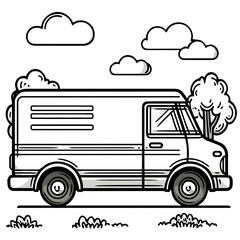Fototapeta premium Delivery Van Coloring Page
