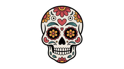 Obraz premium Colourful Sugar Skull Vector Illustration with Floral Patterns – Day of the Dead Design