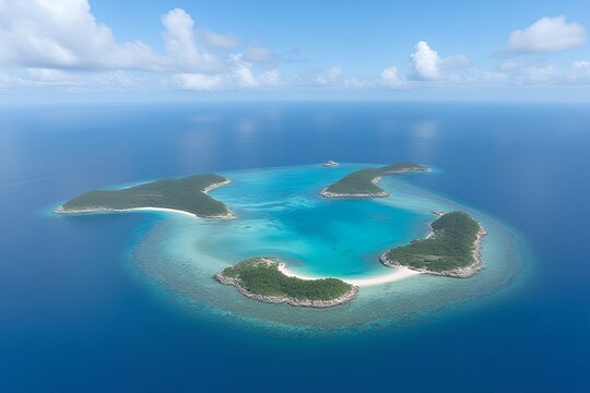 ** Aerial View of Tropical Island Chain in Turquoise Ocean