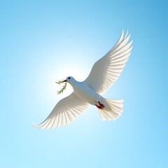 Obraz premium White Dove of Peace Flying Across Glowing Planet Earth
