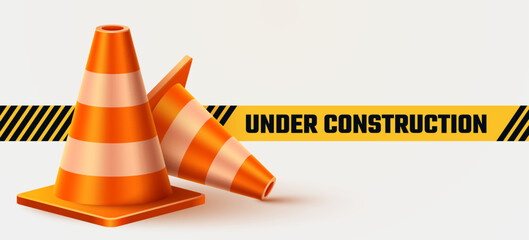 Under construction background with road cone.