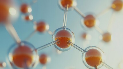 Molecular structure against a light blue sky