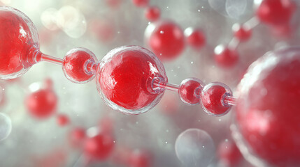 Red molecules forming a chain.  A scientific illustration