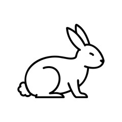 Obraz premium Outline illustration of a sitting rabbit with long ears and fluffy tail