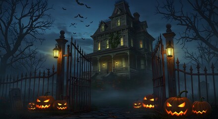 Haunted Manor at Dusk