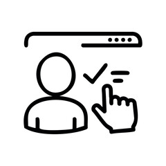 Obraz premium User profile icon with checkmark and hand cursor