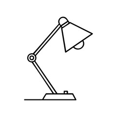 Minimalist black and white desk lamp illustration with adjustable arm