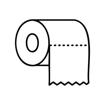 recommend clip art: Minimalist line art of toilet paper roll with perforated sheet