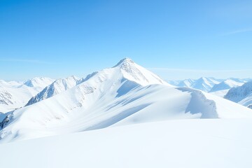 Majestic Snow-Covered Mountain Peak under a Clear Blue Sky