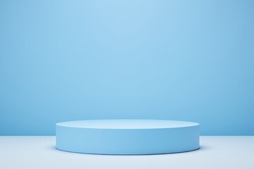 Minimalist Blue Cylinder Product Display Platform