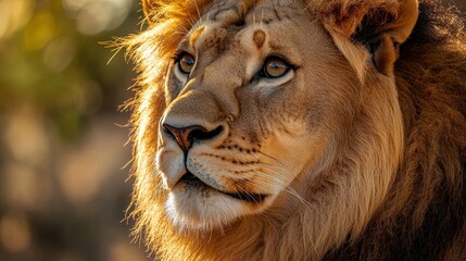 Fototapeta premium A close up shot of an adorable lion in its natural habitat