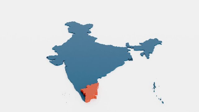 The location of India is shown in Tamilnadu 
state close-up. Map of India
