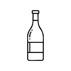 Simple outline of a wine bottle - minimalist black and white design